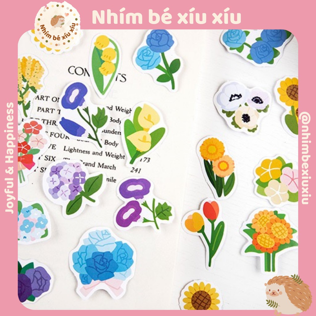 Hộp 46 sticker infeel.me 6 chủ đề cute cartoon hình dán Hoàng Tử Bé/Đồ ăn/Các loại hoa/Gấu/Chim cánh cụt VT285