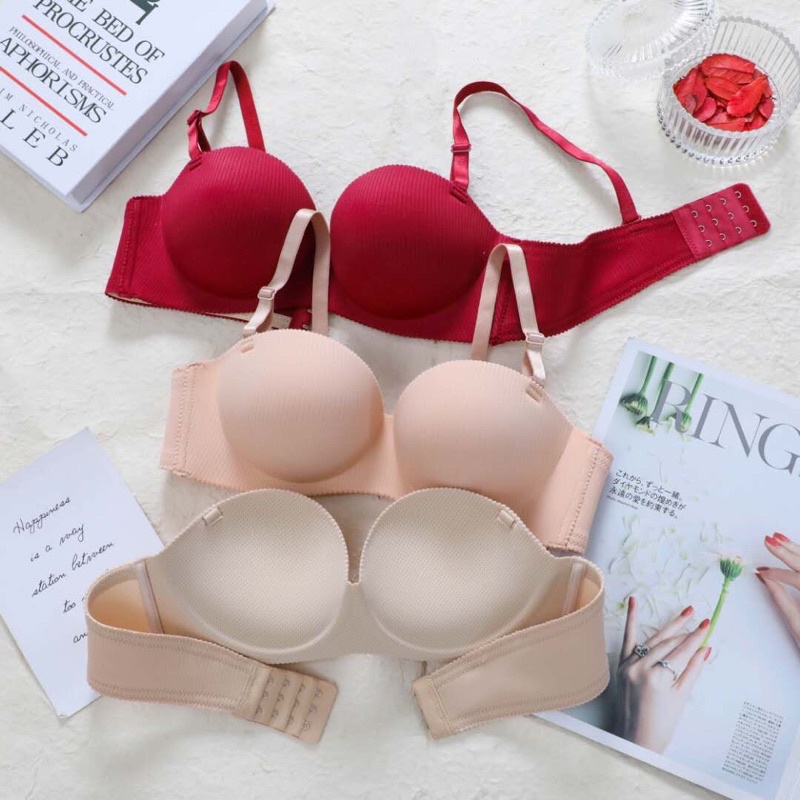 Combo 3 áo lót nữ su đúc chống tụt, mút đệm dày 5cm nâng đẩy ngực, quả tròn kiểu ngang tạo khuôn ngực đẹp. Mã 2288