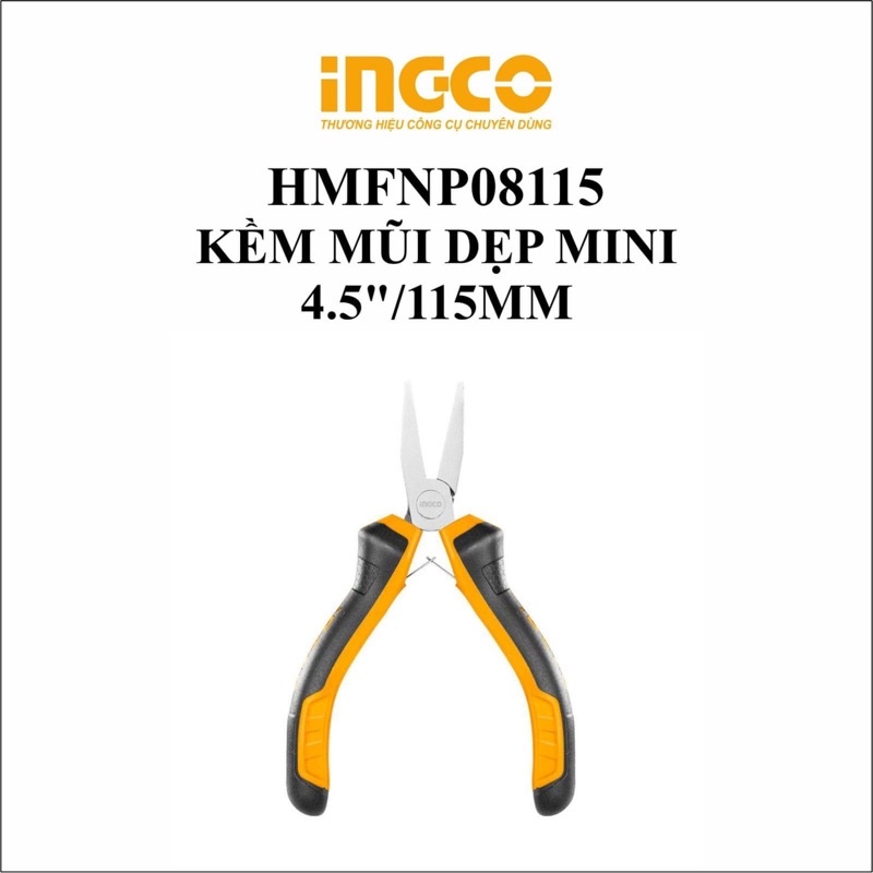 Kìm mũi dẹp mini 4.5inch INGCO HMFNP08115 (290523)