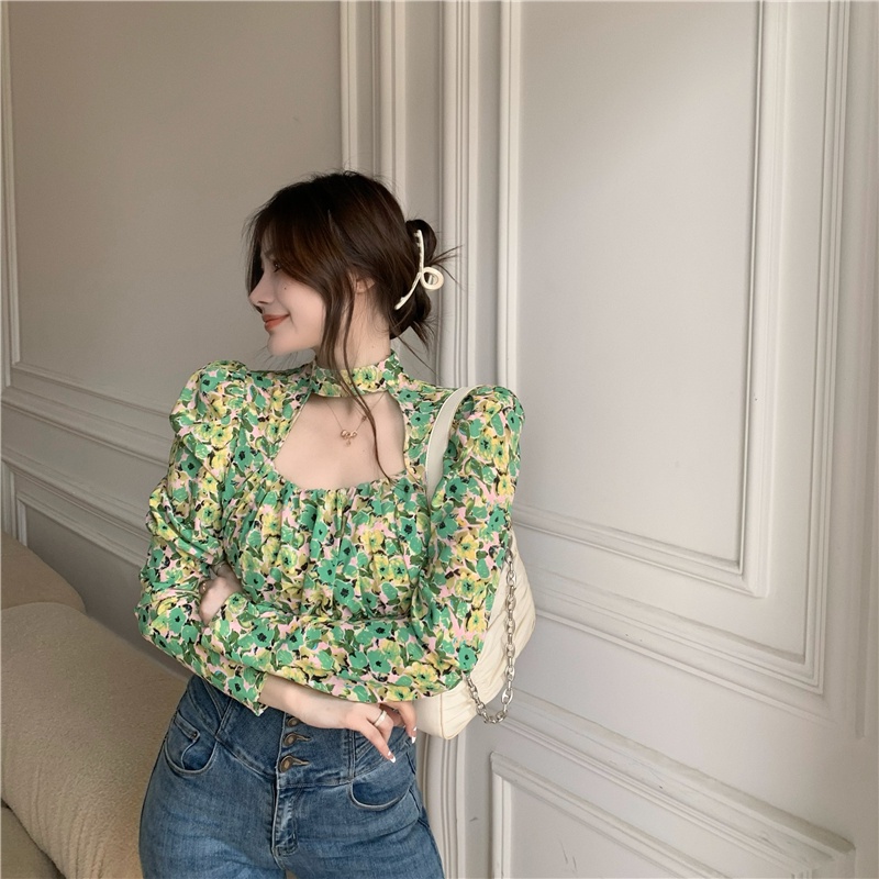 COZOK Áo Sơ Mi chiffon Mềm Mại Họa Tiết Hoa Phong Cách Hàn Quốc Cho Nữ