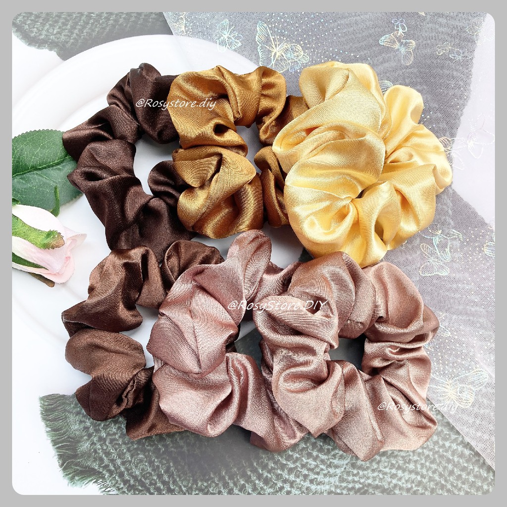 [Ảnh thật]CỘT TÓC VẢI SCRUNCHIES LỤA SATIN TÔNG NÂU SANG TRỌNG-THỜI TRANG HÀN QUỐC NỮ PHỤ KIỆN GIÁ RẺ ĐẸP