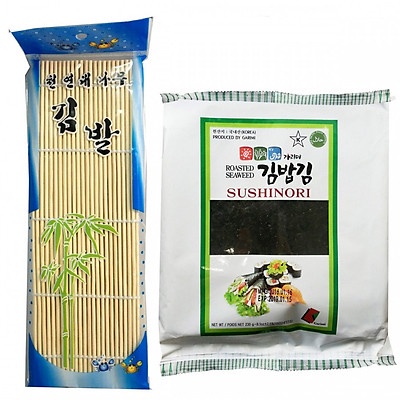 NỘI ĐỊA HÀN - Combo mành tre cuốn Kimbap và rong biển cuộn cơm sushi gimbab (10 tấm)