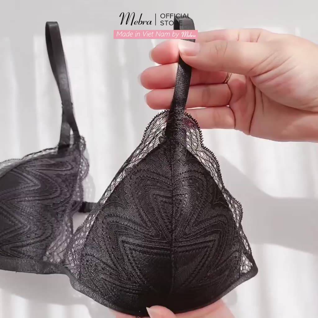 Áo lót nữ bra ren không gọng mút mỏng ren hoa đen mềm gợi cảm cao cấp Mebra A013K | BigBuy360 - bigbuy360.vn