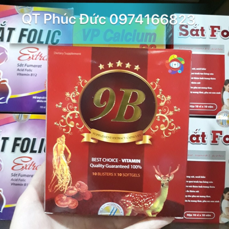 ✅✅Vitamin 9B bổ sung 9 vitamin nhóm b kết hợp sâm ,linh chi ..hộp 100 viên