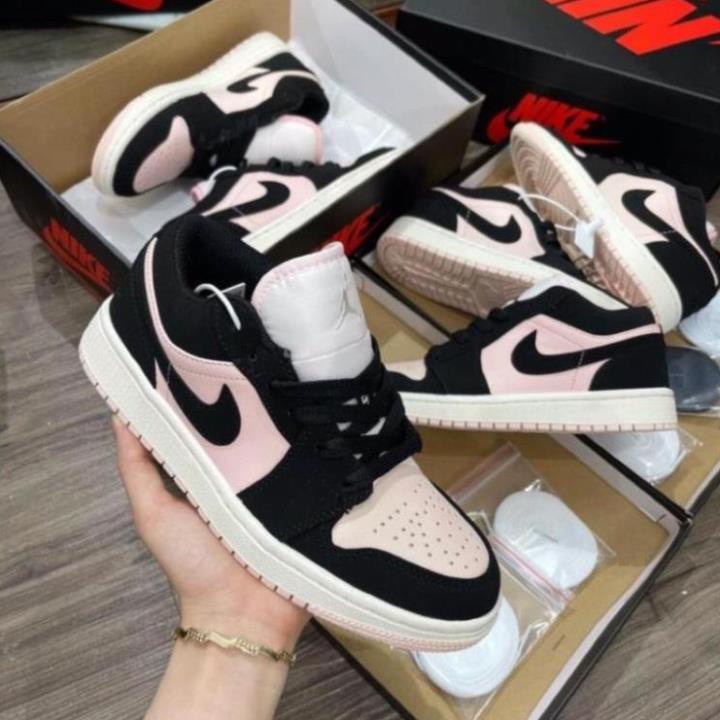Giày 𝐉𝐨𝐫𝐝𝐚𝐧 1 hồng đen nữ, Giày thể thao JD 1 cổ thấp Black Guava Ice hồng đen bản đẹp full box bill -FZ