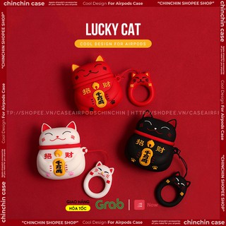 Case Vỏ Bao Airpods Đựng Tai Nghe Airpod 1 2 Pro Mèo Thần Tài Dễ Thương Chất Liệu Silicon Dẻo - Chin Chin Shop