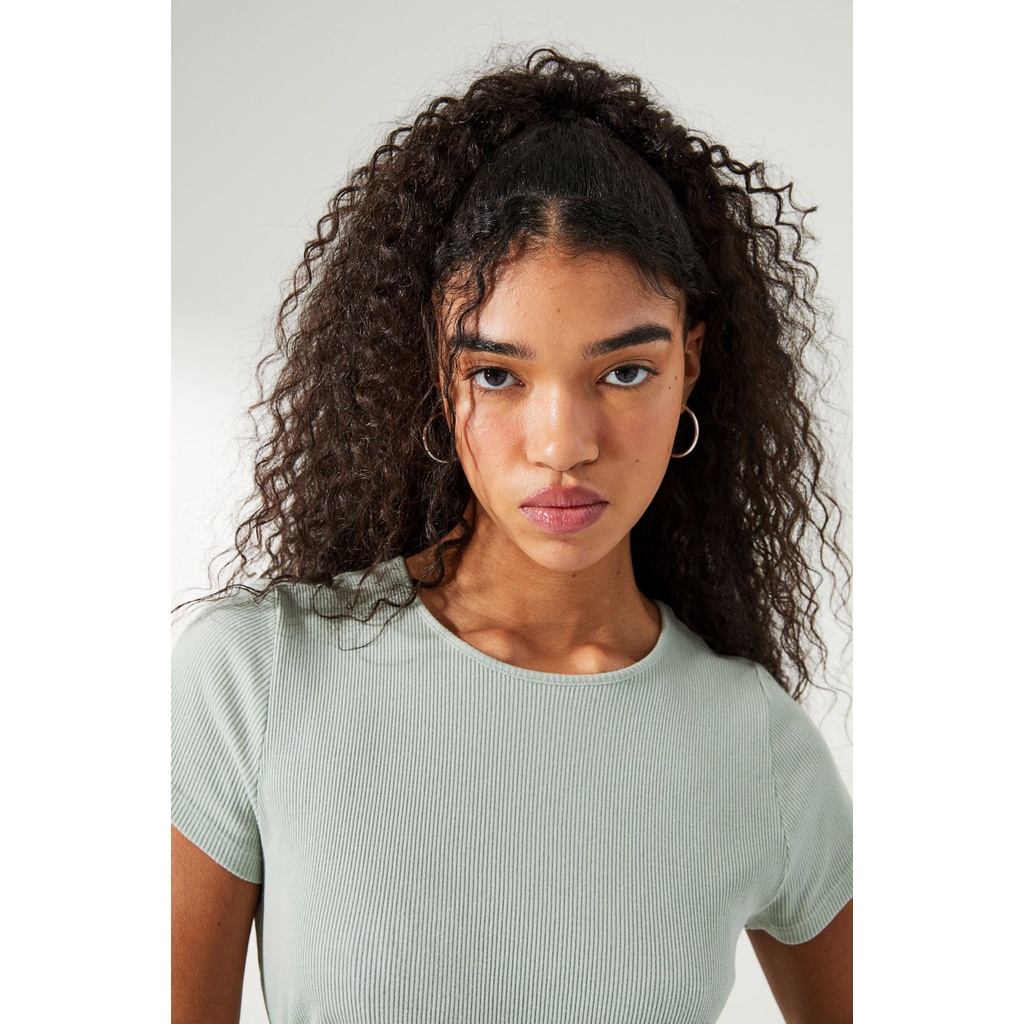 H&M Đức - Áo croptop kiểu cutout eo thắt dây xanh nhạt trắng sale auth cao cấp chính hãng có sẵn 1093929004 HM