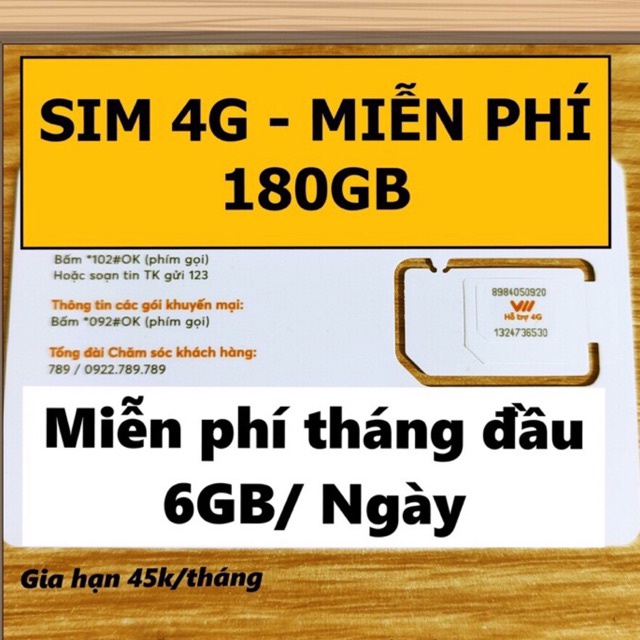 Sim 4G Vietnamobile Siêu Thánh Up 6gb/ngày