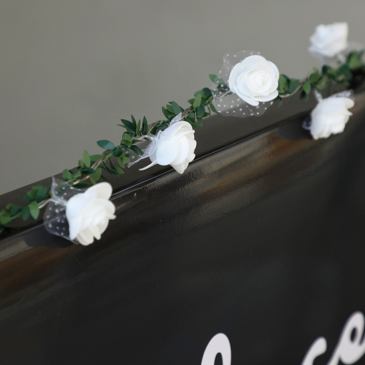 Rose Flower Leaves Garland/Fairy Light/ Led Copper Wire Battery Operated String Lights/ Wedding Christmas Home Party Decoration