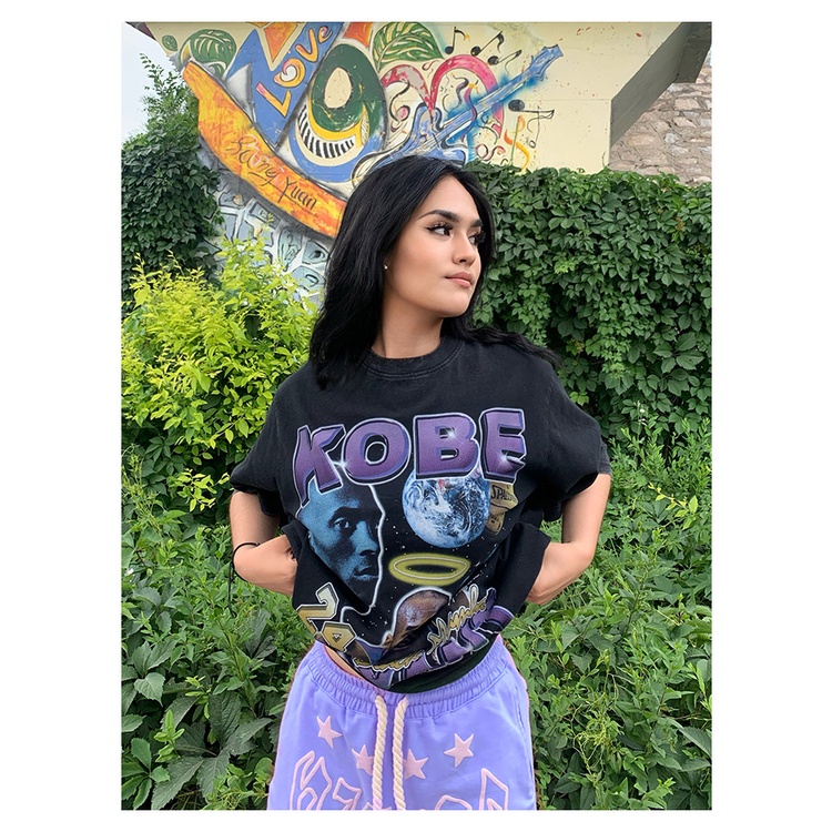 Áo Thun Vintage Kobe Bryant v2 100% Cotton Tay Lỡ Unisex - Đen/Trắng Cổ Tròn | Blackwork