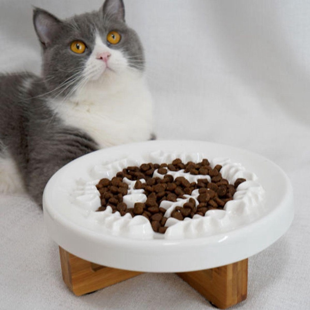 Dụng Cụ Đựng Thức Ăn Chậm Chống Kẹt Tay Bằng Gốm Giúp Tương Tác An Toàn Cho Thú Cưng