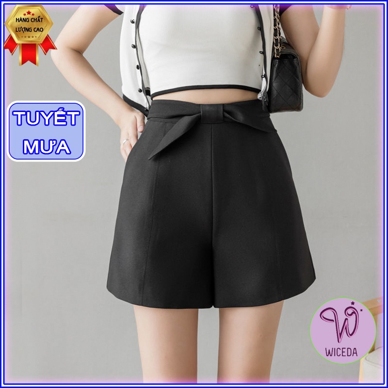 Quần short đùi nữ cạp cao đẹp Wiceda , quần sooc đen mặc nhà đi chơi tiện dụng chất tuyết mưa hàn không nhăn QN355