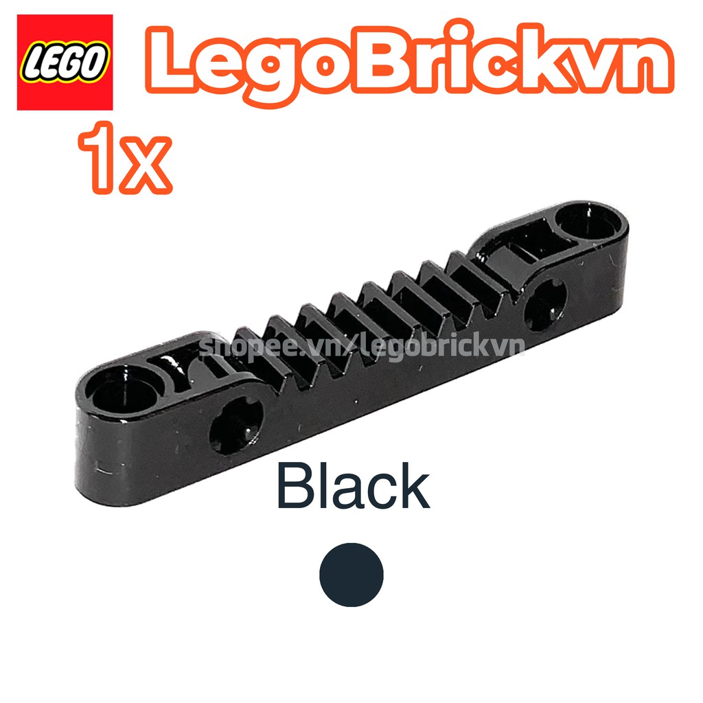 [1 Cái] LEGO Technic Thanh Răng 7M Đen - LEGO Technic Gear Rack 1x7 (7M) with Axle & Pin Holes ID 4562009 87761