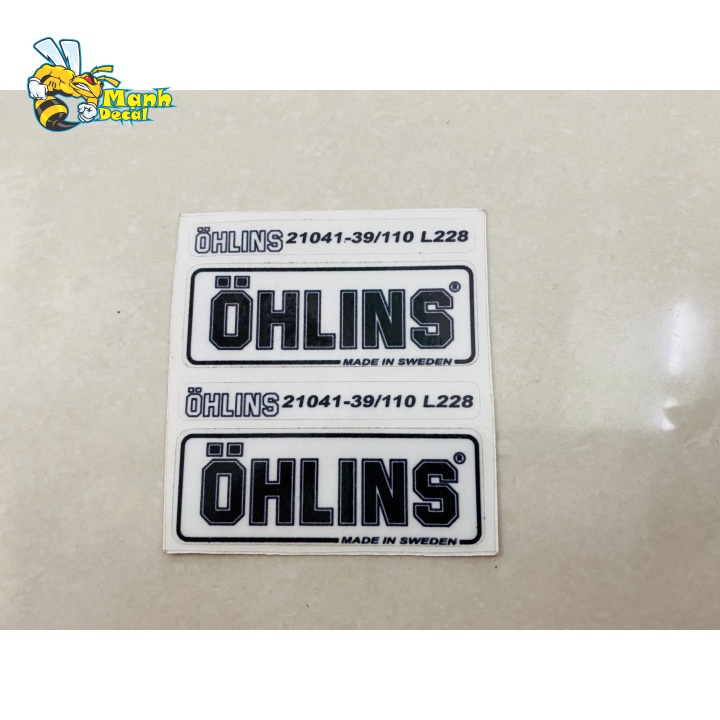 2 tem logo sticker ohlins in decal trong dán phuộc lò xo