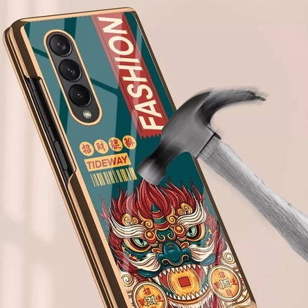 Dễ thương Ốp lưng Samsung Galaxy Z Fold 4 5G ốp điện thoại Bao gồm Màng bảo vệ kính cường lực ốp Z Fold4 case W23 F9360 casing ZFold4 Folder 4