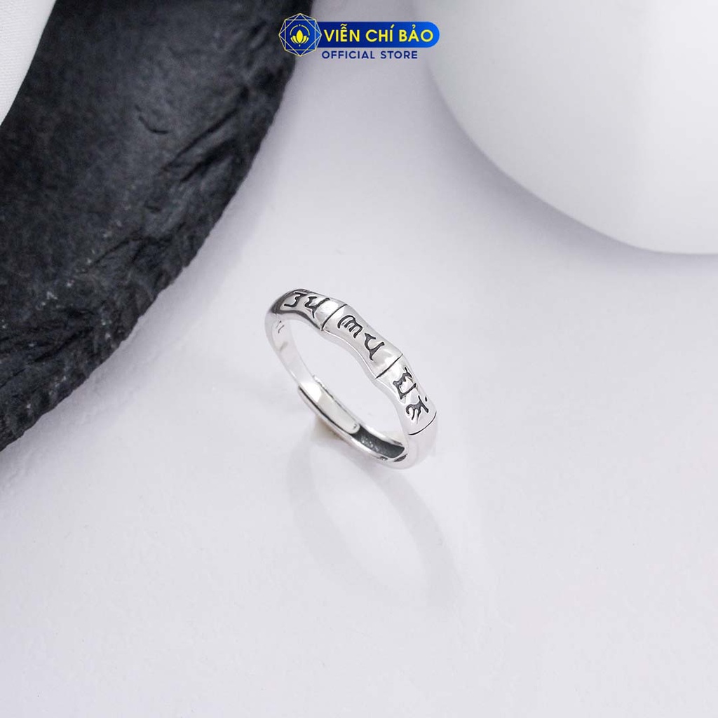Nhẫn bạc nữ Khắc chữ Lục tự Om Mani Padme Hum chất liệu bạc Thái 925 thời trang phụ kiện trang sức Viễn Chí Bảo N000306