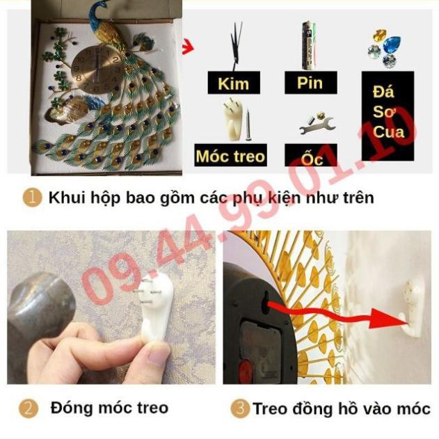 Đồng Hồ Treo Tường Trang Trí Phòng Khách Chim Công TT053