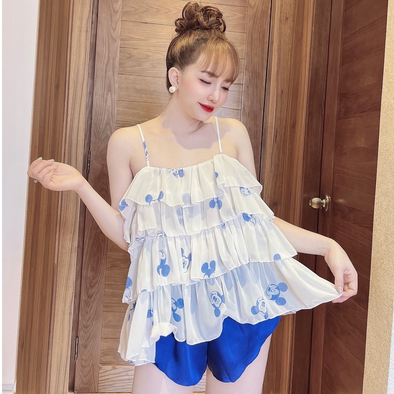 Bộ Đồ Ngủ Nữ SOJUN Vải Chiffon 4 Tầng Dưới 65Kg