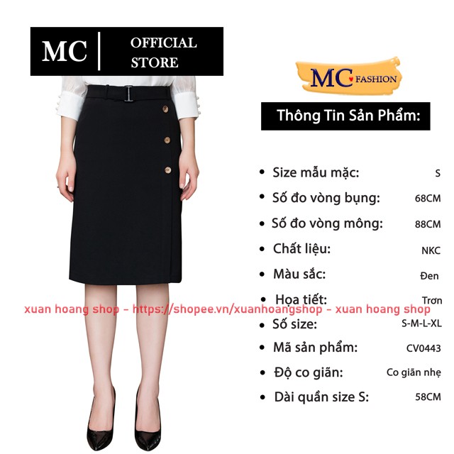 Chân Váy Chữ A Dáng Dài Công Sở Nữ Đẹp, Lưng Cao Mc Fashion Màu Đen, Chất Vải Co Giãn Nhẹ, Size Đủ Cv0443