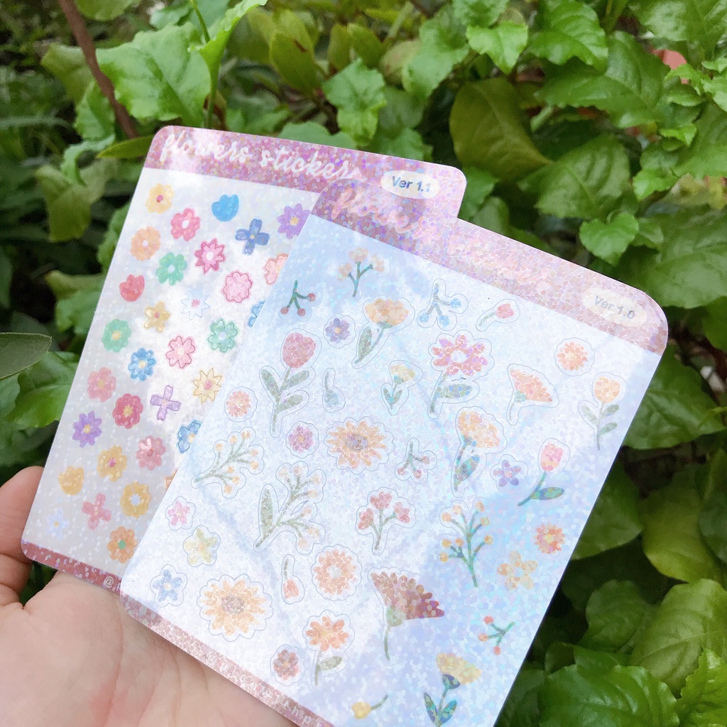 Sticker flowers, sticker hoa trang trí sổ và toploader | Desigined by Plan With Prey