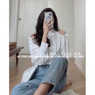 [ẢNH THẬT] ÁO SƠ MI HỞ VAI TAY CHUN BỒNG ASMHVB