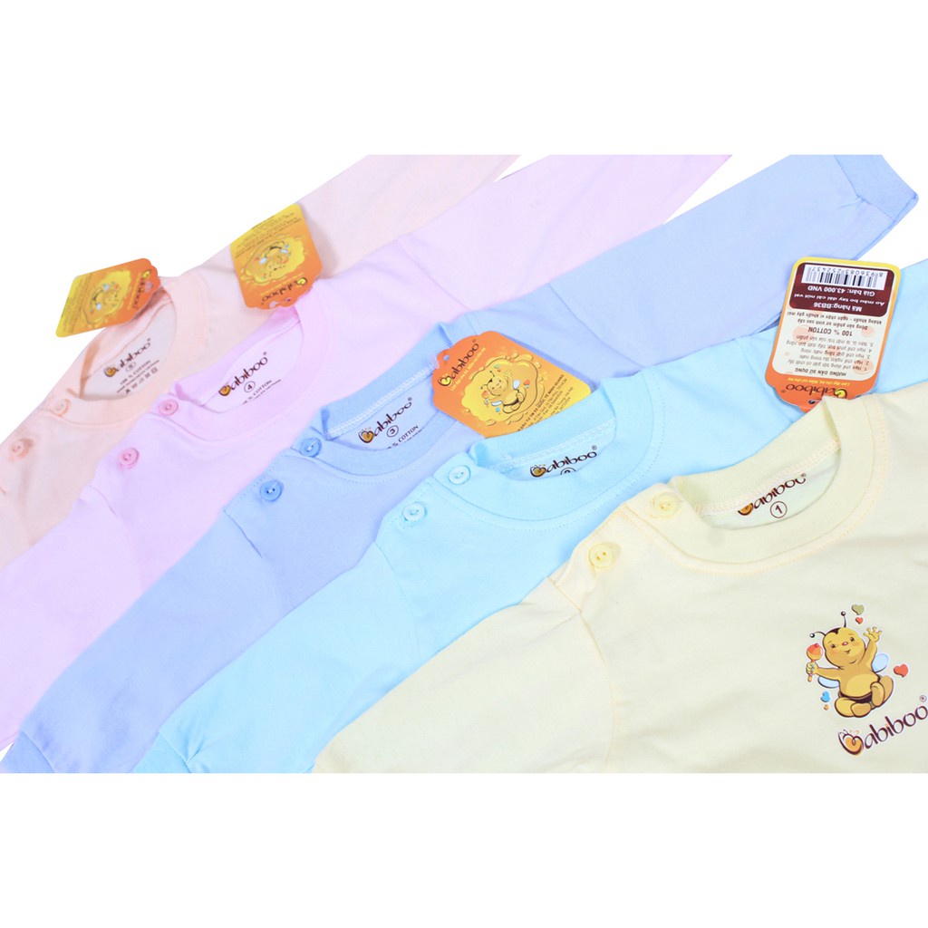 Áo màu bo dài tay cài nút vai Babiboo 6-18th BB36