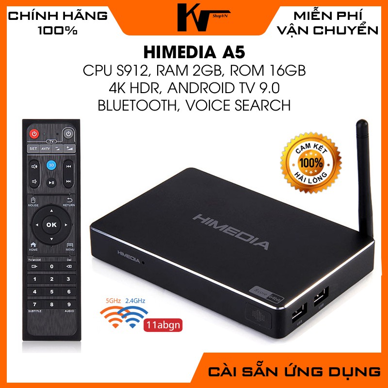 Android TV Box Himedia A5, chip S912, Ram 2GB - Rom 16GB, Rom ATV 9, Dual Wifi - Thanh lý