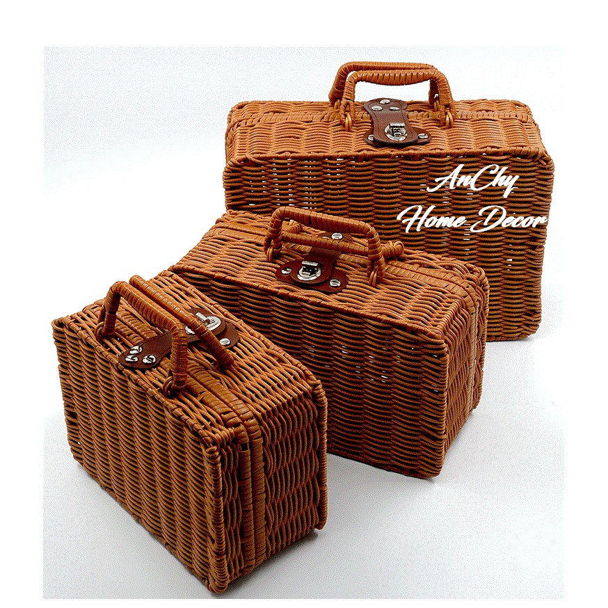 🍂🍂🍂 VALI MÂY PHONG CÁCH VINTAGE, GIỎ MÂY ĐỰNG ĐỒ TRANG ĐIỂM, DECOR CHỤP ẢNH VINTAGE 🍂🍂🍂