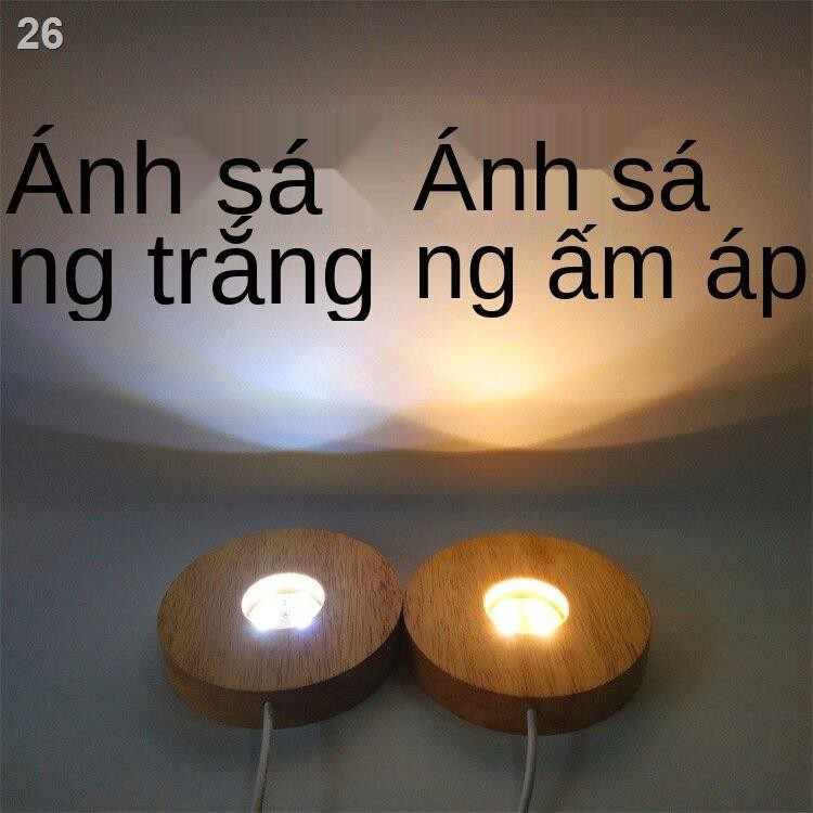 đế hắt sáng LED gỗ thủ công mỹ nghệ cao cấp Đui đèn trang trí phong thủy quả cầu pha lê quà tặng sinh nhật bằng ng