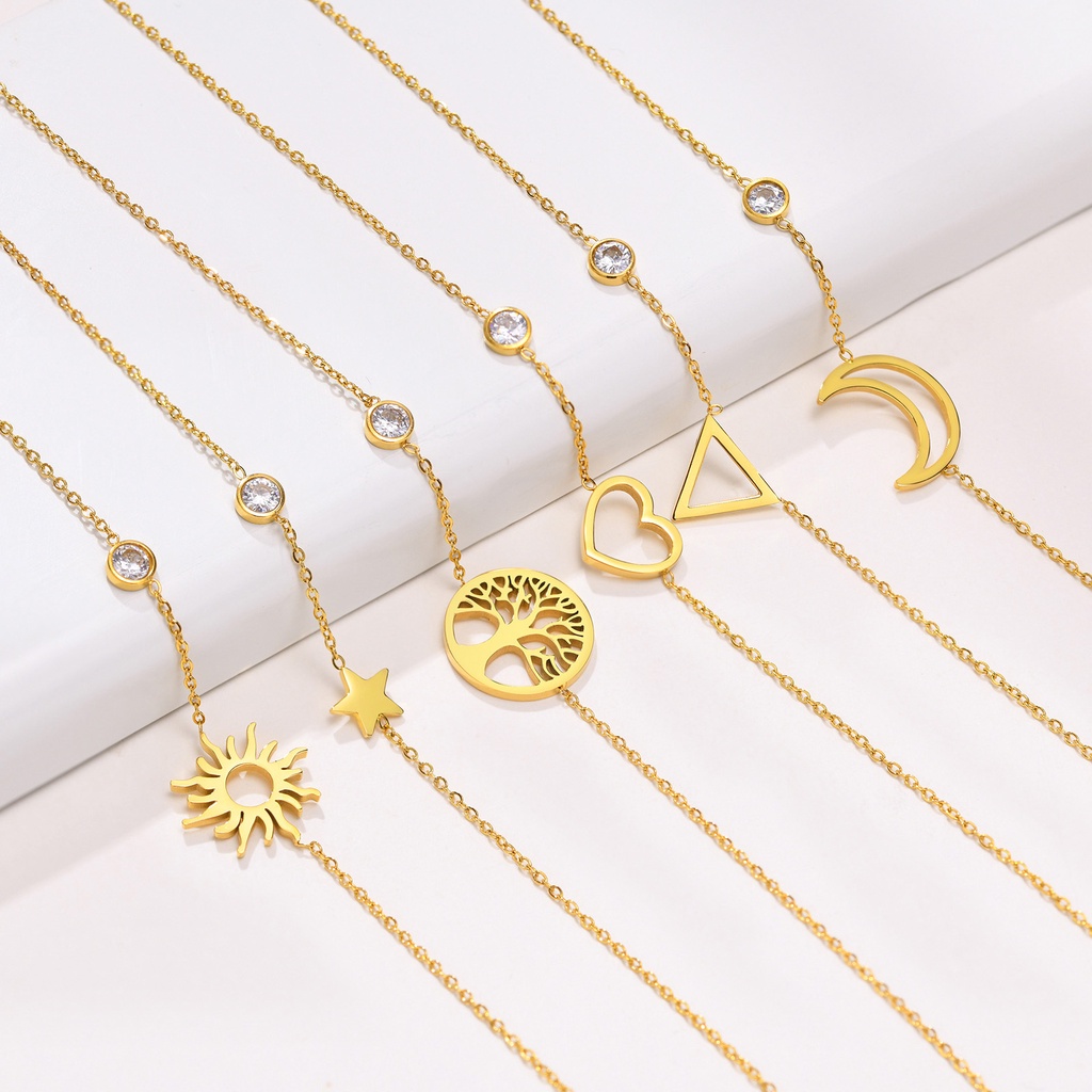 Vnox Vòng Tay Mắt Xích Mảnh Ghép Khối CZ Sáng Bóng Nhiều Lớp Tông Màu Vàng Trang Sức Cho Nữ