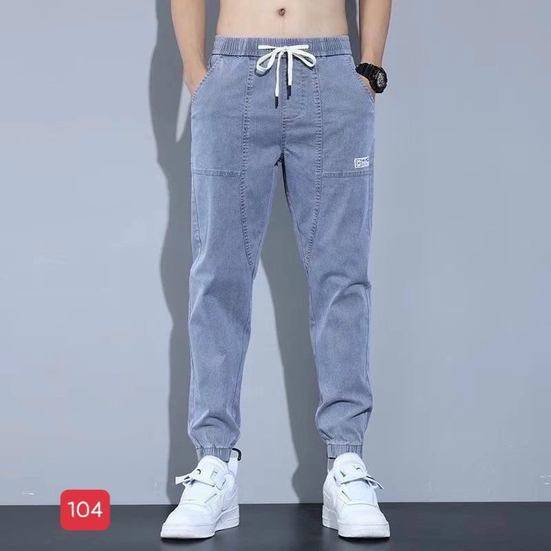 Quần jean nam lưng thun bo gấu dáng thể thao Jean Cotton Cao Cấp co giãn dày dặn 104