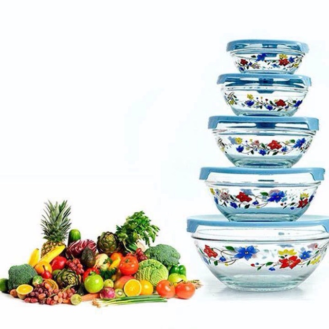 Bộ 5 bát hộp thủy tinh cooking bowl khuyến mãi