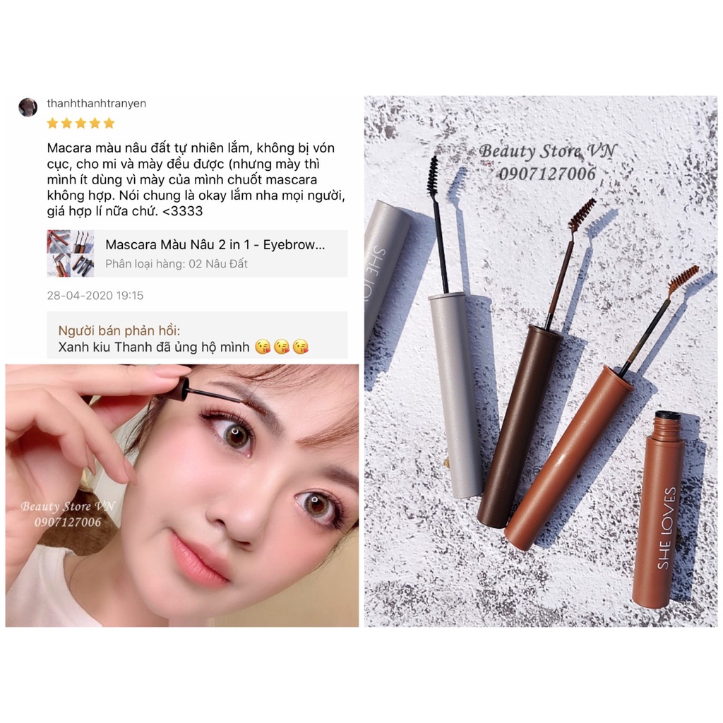 [FREESHIP💋] Mascara Chuốt Lông Mày Dupe Merzy Màu Nâu Không Trôi Cao Cấp