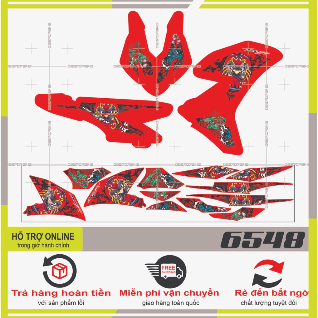 TEM RỜI WINNER X DARUMA DÁN XE ĐỎ -- SHIN DECAL 2