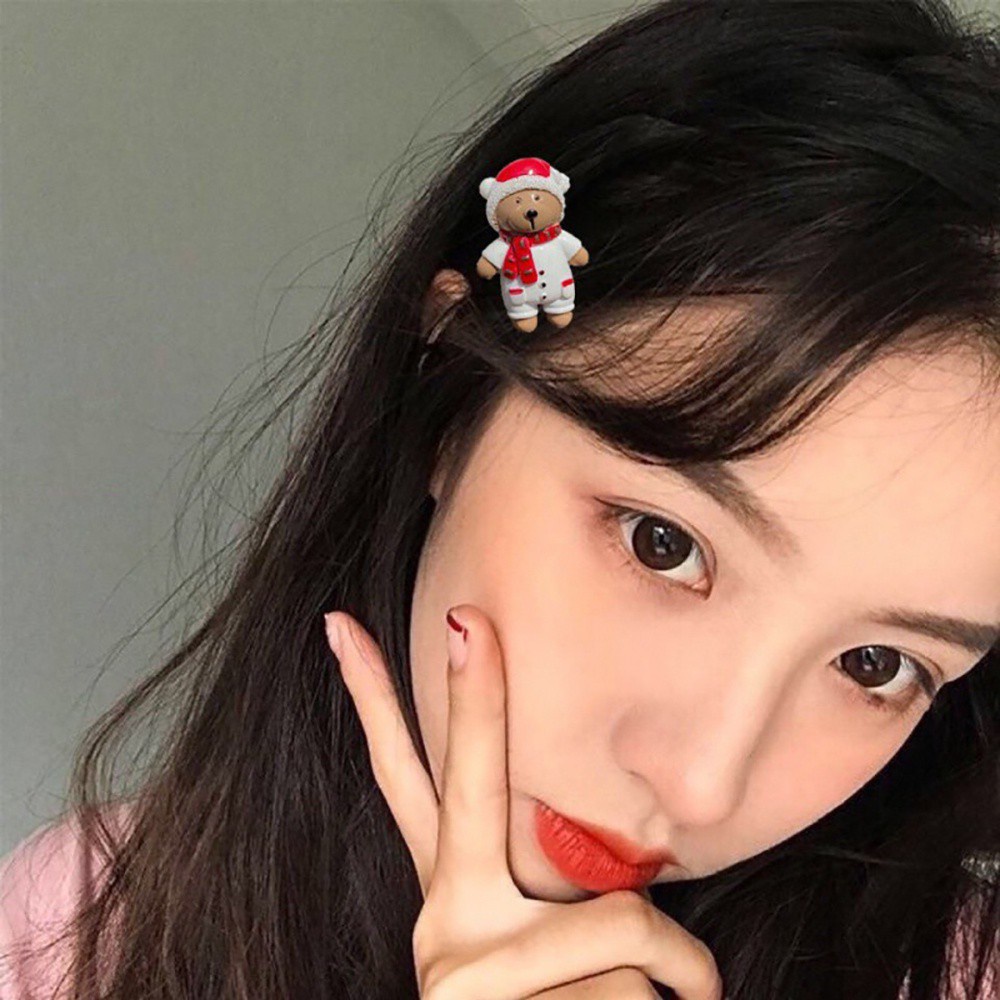 Kẹp Tóc Nhựa Resin Hình Gấu Dễ Thương Phong Cách Hàn Quốc Cho Nữ