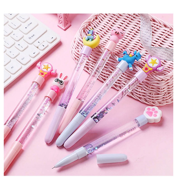 Bút Bi Mực Đen Kim Tuyến Chảy Hoạt Hình Dễ Thương Tiện Dụng BB sale