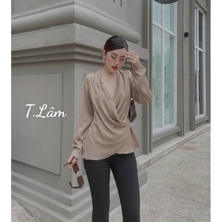 Áo sơmi lụa vạt chéo