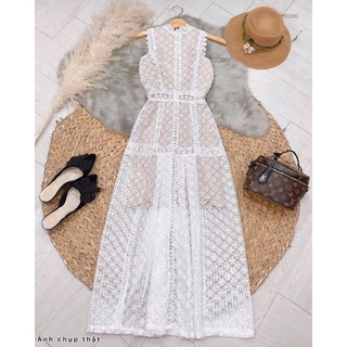 Đầm maxi ren sát nách