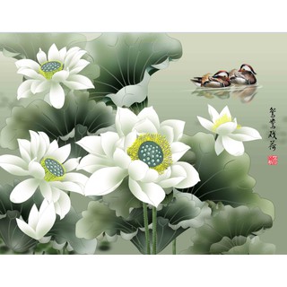 Tranh dán tường 3d hoa sen s004
