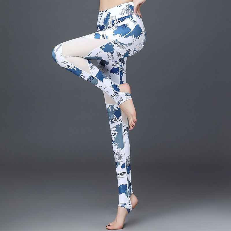 Quần Legging Tập Yoga Phối Lưới Chất Liệu Co Giãn Cao Cấp Cho Nữ