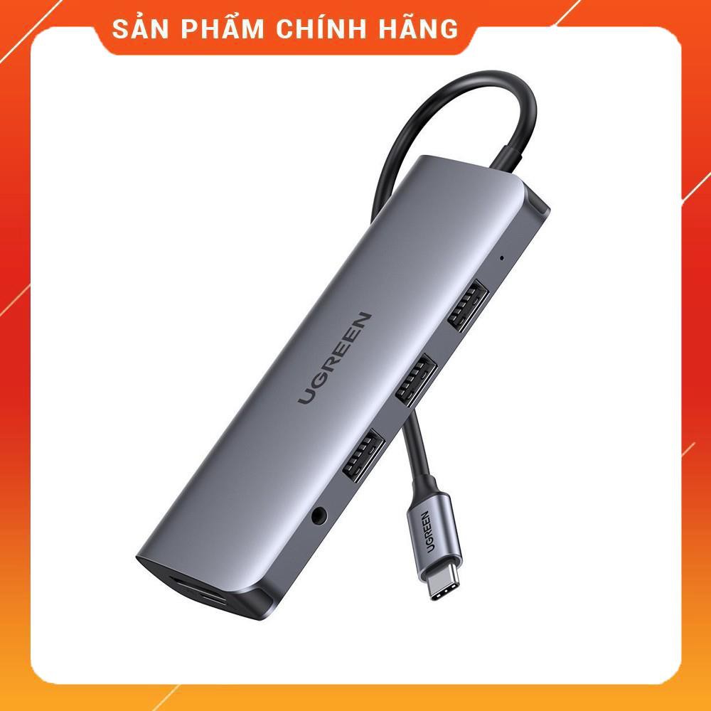 [CHÍNH HÃNG] Hub USB Type C tích hợp HDMI, VGA, 3.5mm, LAN, USB, Đọc Thẻ, Sạc USB C PD Ugreen 80133 bảo hành 18 tháng