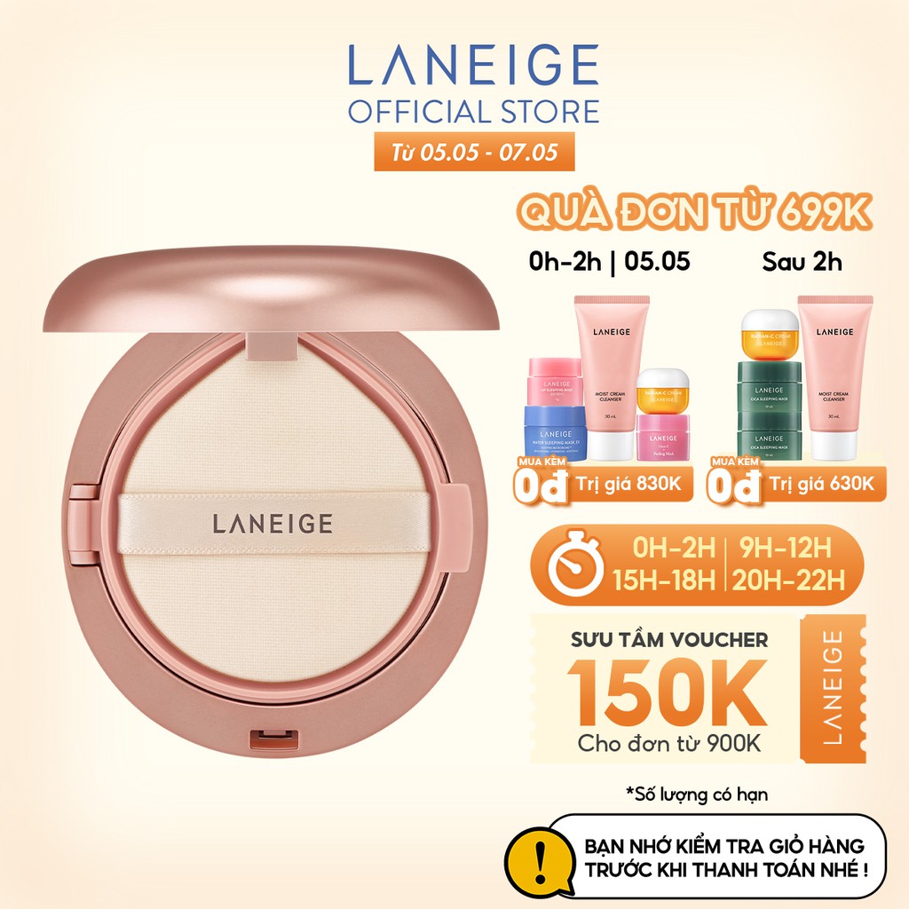 Phấn Nước Laneige Layering Cover Cushion & Concealing Base