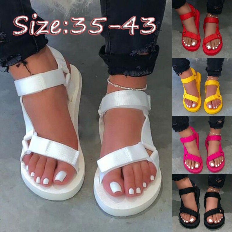 Women's Fashion Sandals Flat Buckle Beach Open Toe Casual Shoes