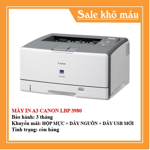 MÁY IN A3 CANON LBP 3980 - KÈM HỘP MỰC , DÂY NGUỒN , DÂY USB MỚI - AALO.VN