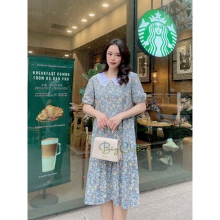 Váy đầm bigsize hoa nhí có cổ babydoll 45-70kg