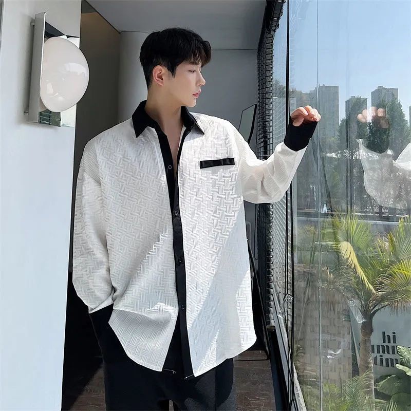 Áo Thun Tay Dài Phong Cách Hàn Quốc Mùa Thu Màu Đen Trắng Hợp Thời Trang Cho Nam