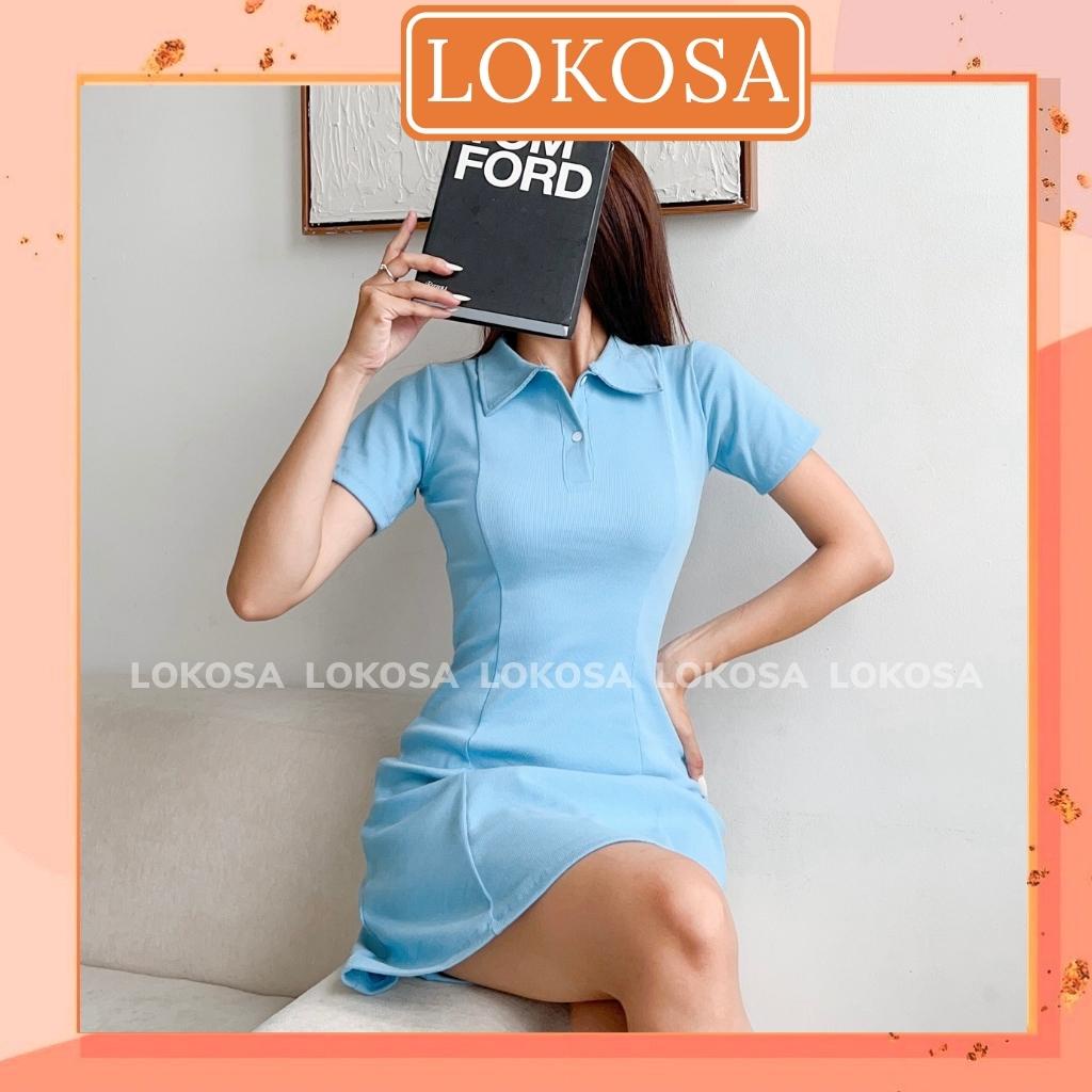 Đầm Body LOKOSA Váy Polo Body Chất Thun Gân Thiết Kế Ôm Eo Dáng Xòe Tay Ngắn Đi Dự Tiệc, Đi Chơi VD023