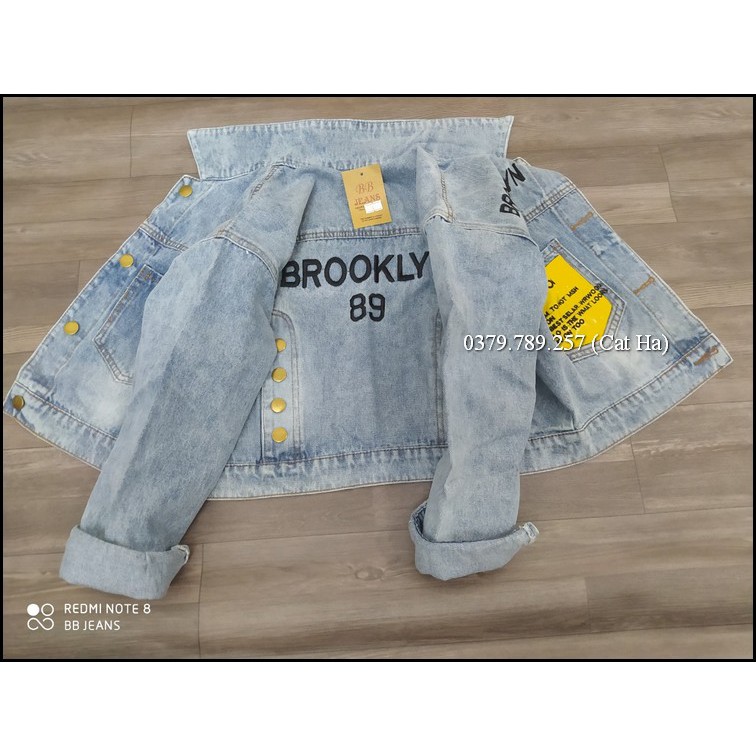 Aó khoác jean nữ xám xanh như hình form dưới 58Kg Brooklyn BB26