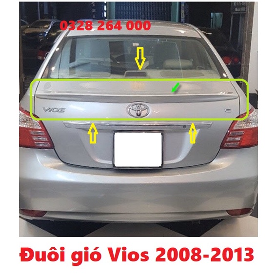 Đuôi gió liền cốp xe Toyota Vios 2008- 2009- 2010- 2011- 2012- 2013 hàng mộc chưa sơn