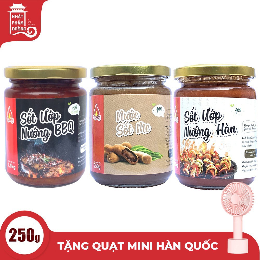 Combo 3 hũ nước sốt ướp BBQ, sốt ướp thịt nướng Hàn Quốc, nước sốt me 250g